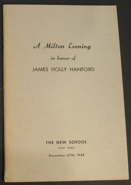 A Milton Evening in Honor of James Holly Hanford