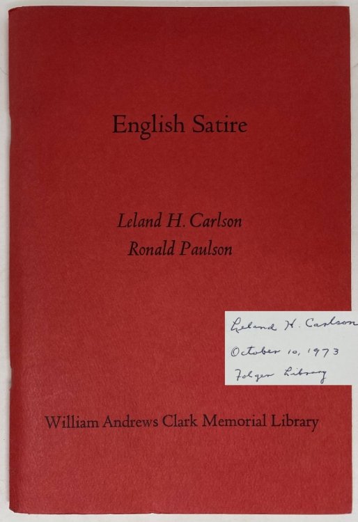 English Satire. Papers Read At a Clark Library Seminar, January 15, 1972