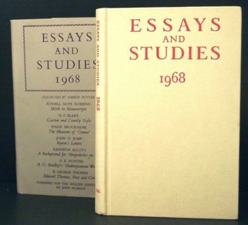 Essays and Studies 1968. Being Volume Twenty-One of the New Series of Essays and Studies Collected for the English Association