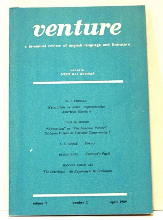 Venture. a Bi-Annual Review of English Language and Literature. Volume 5, Number 2, April 1969