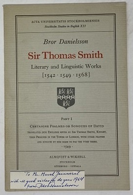 Sir Thomas Smith. Literary and Linguistic Works. Part 1: Certaigne Psalmes or Songues of David