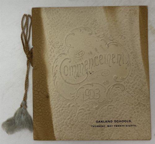 Commencement 1903 Oakland [ (Topeka) Kansas] Schools, Thursday, May Twenty-Eighth