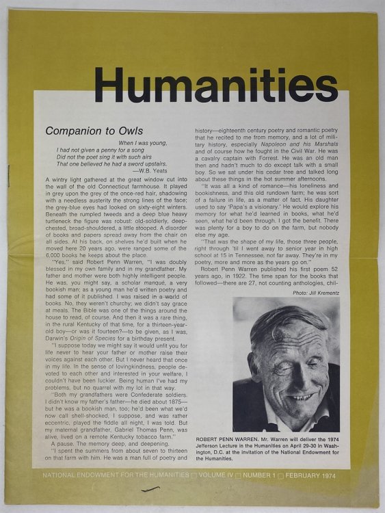 Humanities: Volume IV. Number 1. February 1974