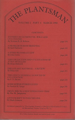 The Genus Skimmia : As Found in Cultivation [The Plantsman Volume 1 part 4]