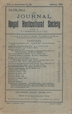 Journal of the Royal Horticultural Society. Volume LIII Part 1. (Vol 53 part 1)