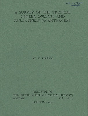 A Survey of the Tropical Genera Oplonia and Psilanthele (Acanthaceae) Signed by author