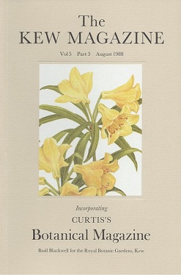 The Kew Magazine Volume 5 Part 3, (incorporating Curtis's Botanical Magazine) - includes 'Some Attractive Vireya Rhododendrons', 'Australasian Ferns in Irish Gardens' & 'Riverine Forests of the Jubba River, Somalia'