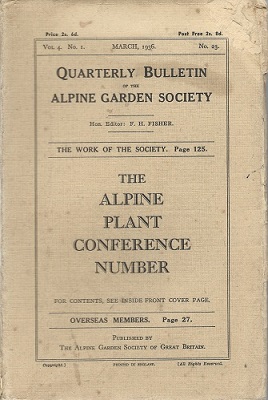 Alpine Garden Society, Bulletin Number 23 (March 1936) - Alpine Plant Conference Number. (Fred Whitsey's copy)