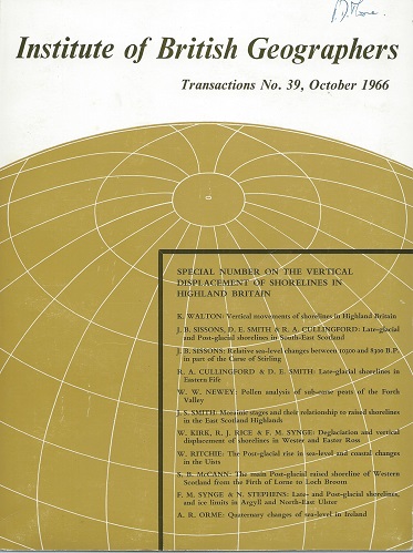 Vertical Displacement of Shorelines in Highland Britain (Special Number of Institute of British Geographers Transactions Number 39, October 1966)