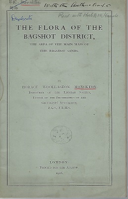 The Flora of the Bagshot District, the area of the main mass of the Bagshot Sands