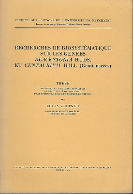 Recherches de Biosystematique sur Les Genres Blackstonia Huds. et Centaurium Hill (Gentianacees).