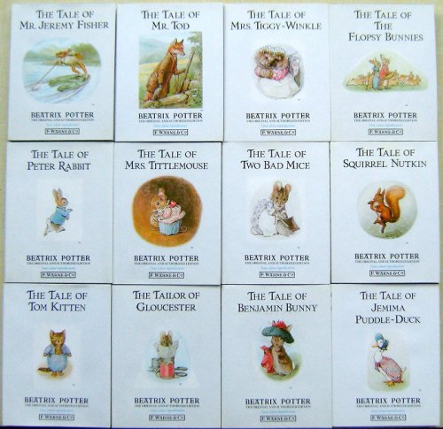 12 Volume set - The Tale of Tom Kitten, The Tailor of Gloucester. Benjamin Bunny. Jemima Puddle-Duck. Peter Rabbit. Mrs Tittlemouse.Squirrel Nutkin. Two Bad Mice. Mr Tod.Mrs Tiggy-Winkle. The Flopsy Bunnies. Mr Jeremy Fisher.