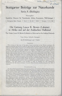 Die Gattung Leucas R.Brown (Labiatae)in Afrika und auf der Arabischen (The Genus Leucas in Africa and on the Arabian Peninsula)
