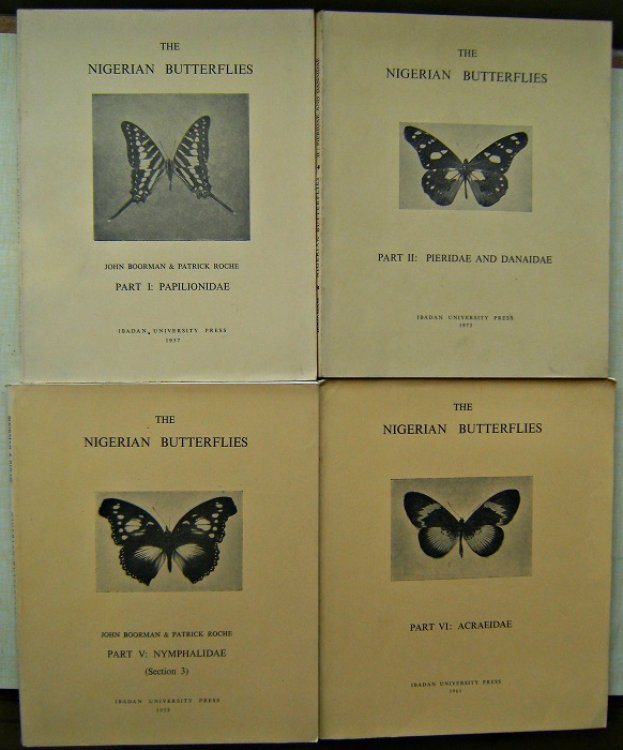 The Nigerian Butterflies. Part 1 : Papilionidae. Part 2: Pieridae and Danaidae. Part 5: Nymphalida, section s. Part 6: Acraeidae