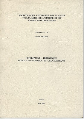 Fascicule no 25 [annees 1992-1993] - Supplement: Historique, Index Taxonomique et Geographique
