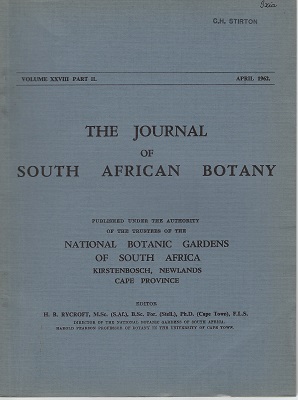 The Journal of South African Botany ; South African Iridaceae - The Genus Ixia. Volume 28 Part 2. (Charles Stirton's copy)