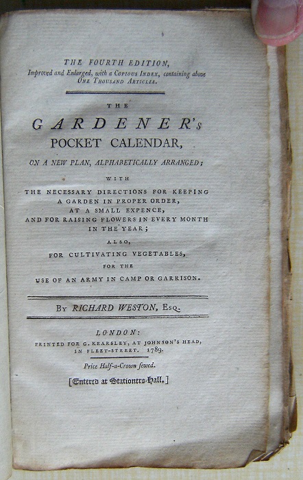 The gardeners pocket-calendar on a new plan, alphabetically arranged. With the necessary directions for keeping a garden, in proper order, at small expense, & for raising flowers, in every month of the year. Also for cultivating vegetables, for the use of
