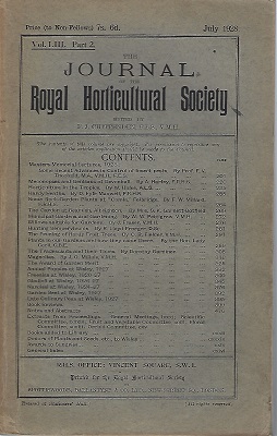 Journal of the Royal Horticultural Society. Volume LIII Part 2.