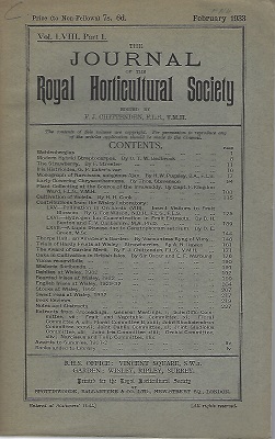 Journal of the Royal Horticultural Society, Volume LVIII part 1(Includes Monograph of Narcissus subgenus Ajax;