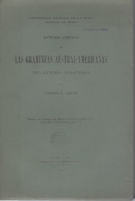 Estudio Critico de las Gramineas Austral-Americanos del Genero Agropyron