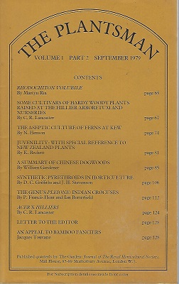 A Summary of Chinese Dogwoods (contained in The Plantsman Volume 1 part 2)
