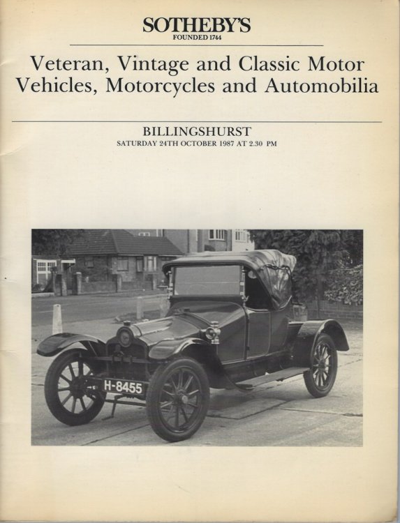 Veteran, Vintage and Classic Motor Vehicles, Motorcycles and Automobilia, Billinghurst, Saturday 24th October 1987