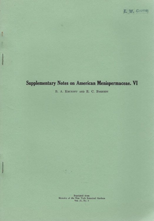 Supplementary Notes on American Menispermaceae - VI & VII. (Eric Groves' copIES)