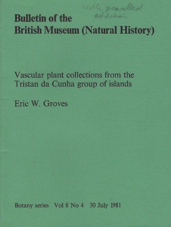 Vascular Plant Collections From the Tristan da Cunha Group of Islands (author's copy)