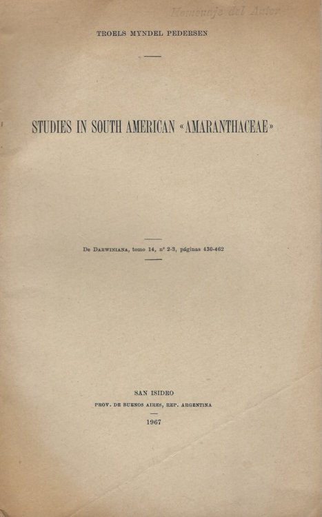 Studies in South American Amaranthaceae