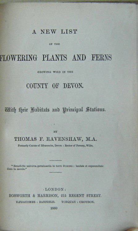 A New List of the Flowering Plants and Ferns Growing Wild in the County of Devon (with supplement) [Variant issue ]