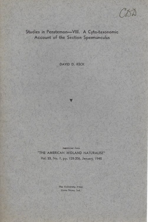Studies in Penstemon VIII : A Cyto-taxonomic Account of the section Spermunculus [C.D. Darlington's copy]