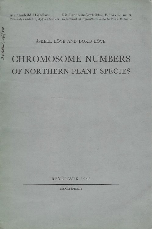 Chromosome Numbers of Northern Plant Species [C.E. Hubbard's copy]