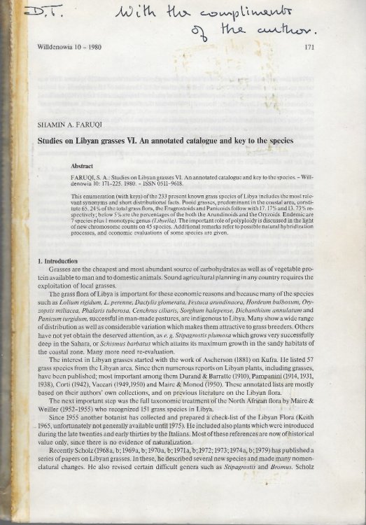 Studies on Libyan Grasses VI - an annotated catalogue and key to species