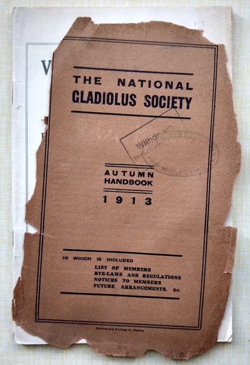 The National Gladiolus Society Autumn Handbook for 1913