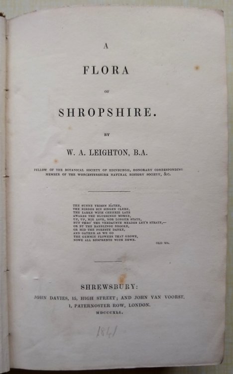 Image for A Flora of Shropshire. A Flora of Shropshire.