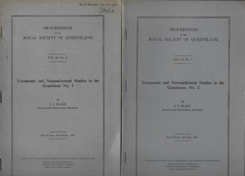 Taxonomic and Nomenclatural Studies in the Gramineae, Numbers 1 & 2