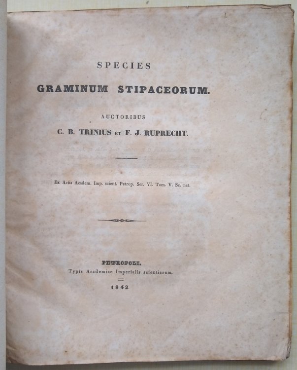 Species Graminum Stipaceorum. Gramina Agrostidea III - Callus Obconica (Stipacea),