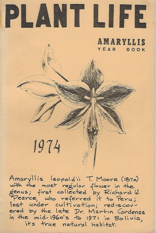 Plant Life Volume 30 - Amaryllis Year Book for 1974, General Amaryllid edition. [Herbertia]