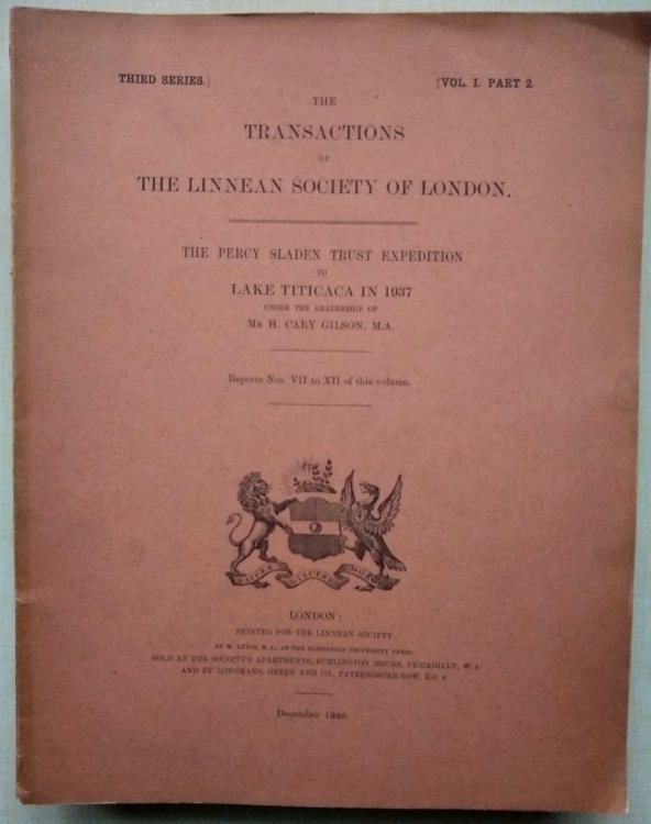 Image for The Percy Sladen Trust Expedition to Lake Titiaca in 1937, under the leadership of Mr H. Cary Gilson, Parts VII - XII. The Percy Sladen Trust Expedition to Lake Titiaca in 1937, under the leadership of Mr H. Cary Gilson, Parts VII - XII.