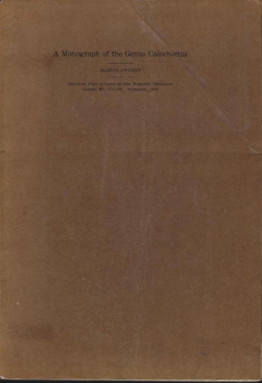 A Monograph of the Genus Calochortus