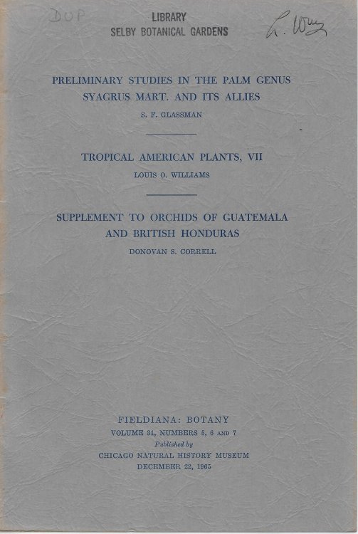 Supplement to Orchids of Guatemala and British Honduras.