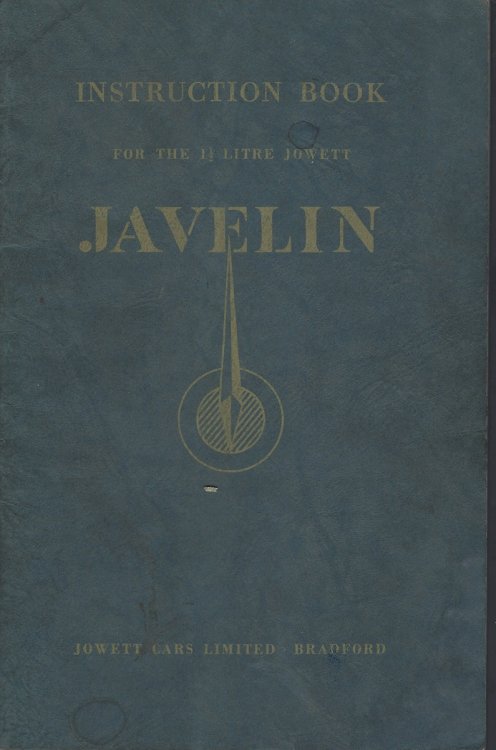Owner's Instruction Book for the Operation and Maintenance of the 1.5-litre 4-Cylinder Javelin Standard and De Luxe Models