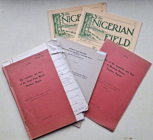 The Vegetation and Flora of the Vogel Peak Nassif, Northern Nigeria. Outline of the Vegetation and Flora of Mambila Plateau, Northern Nigeria. A Botanist in Adamawa. Preliminary Account of the Phytogeographical Affinities of the Flora of Tropical Africa