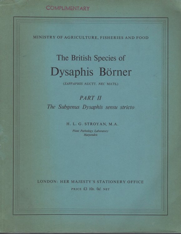 The British Species of Dysaphis Borner (Sappaphis auctt. nec mats.) Part II - The Subgenus Dysaphis sensu stricto