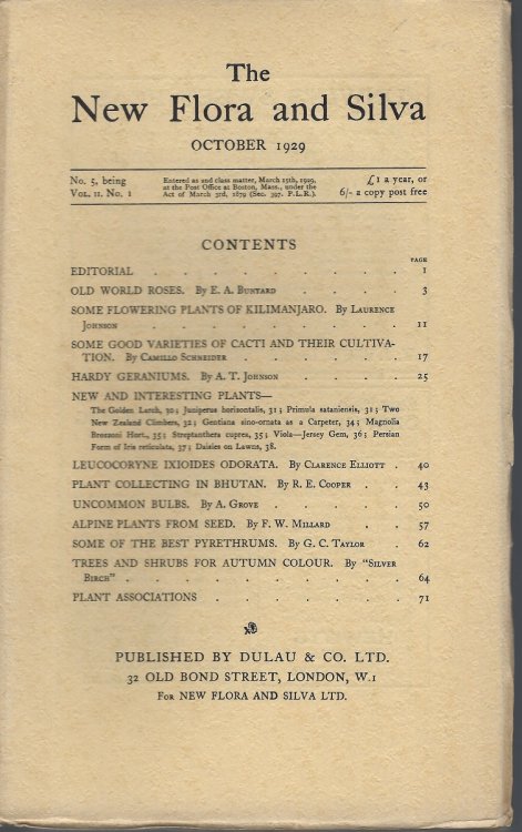The New Flora and Silva Number 5 (Volume 2 number 1) - containing Old World Roses, Some Flowering Plants of Kilimajaro, Hardy Geraniums, Plant Collecting in Bhutan, Uncommon Bulbs etc.