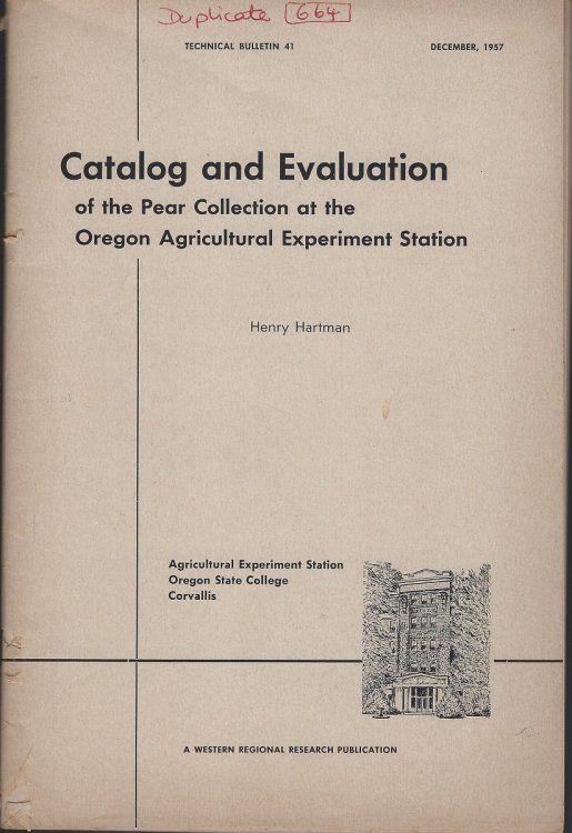Catalog and Evaluation of the Pear Collection at the Oregon Agricultural Experiment Station