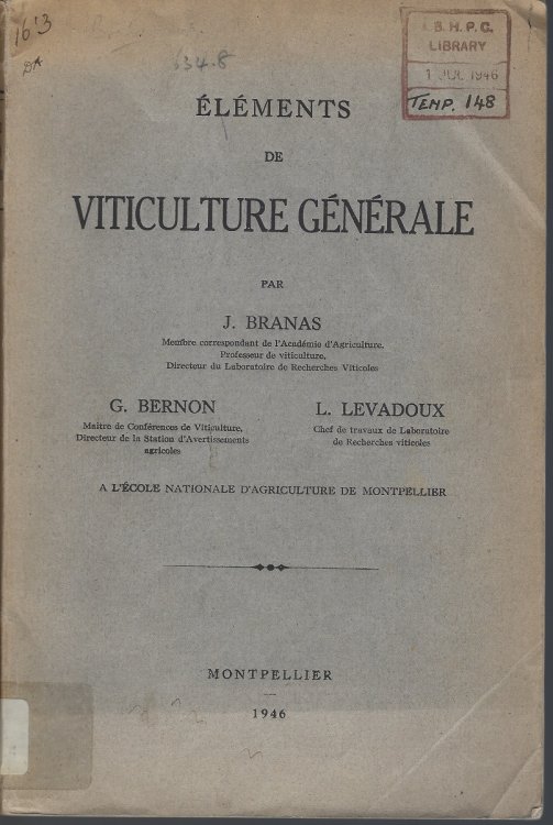 Elements de Viticulture Generale