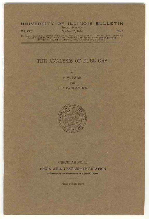 The Analysis of Fuel Gas A Report of an Investigation Conducted by the Engineering Experiment Station, University of Illinois in Cooperation with The Institute of Boiler and Radiator Manufacturers