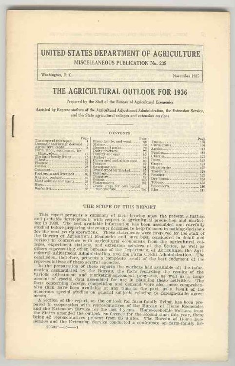 The Agricultural Outlook for 1936