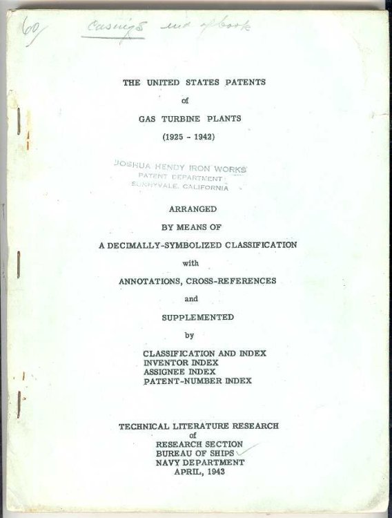 THE UNITED STATES PATENTS of GAS TURBINE PLANTS (1925 - 1942)